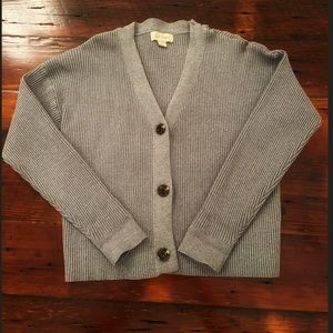 Charlie Paige short gray button up cardigan size S/M. New without tags.